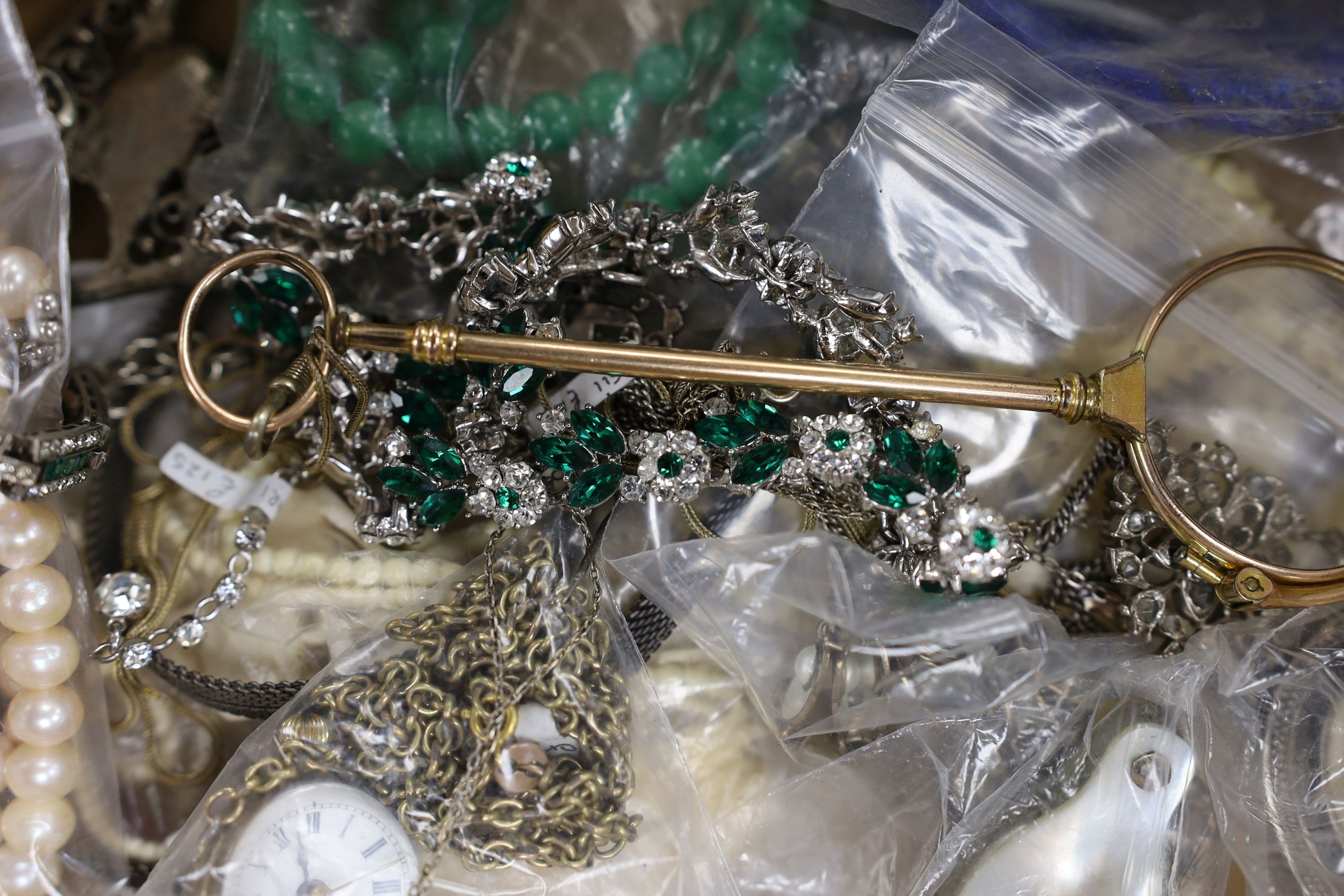 A quantity of assorted costume jewellery and other items including lorgnettes